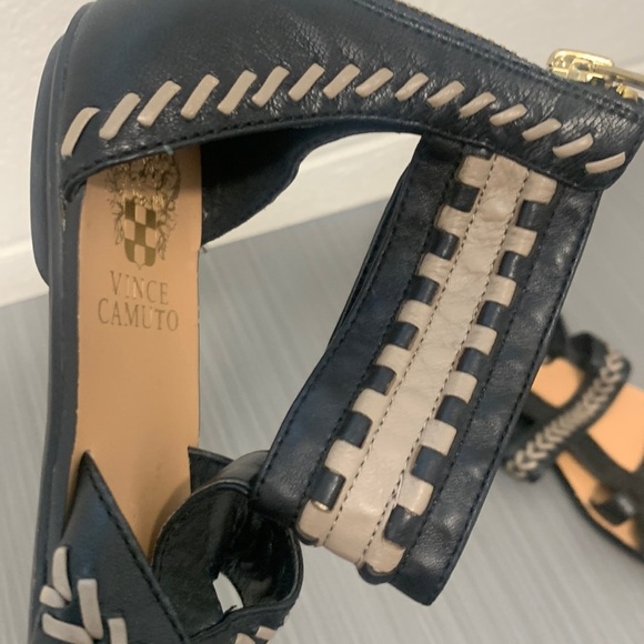 Vince Camuto Senilia Black and Tan Gladiator Braided Detail Sandal Women size 6 - Picture 2 of 15